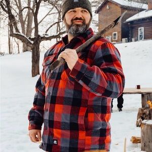 Berne Men's 2XL Red Plaid Heartland Relaxed Flannel Shirt Jacket